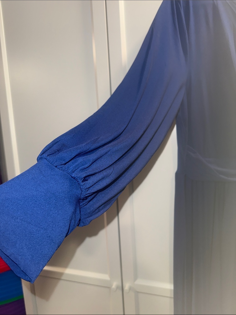 Elloquii Beautiful Blue Women's Knot Front Pleated Skirt Dress - Picture 6 of 10